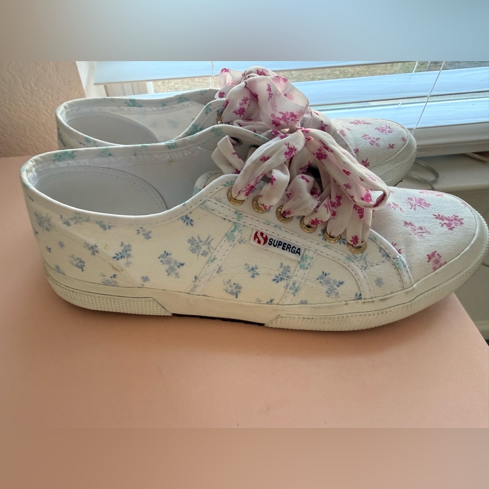 Superga Sneakers - White with Pink and Blue Floral